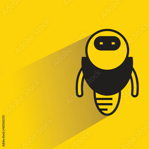 droid robot icon with shadow yellow background