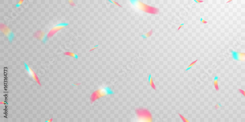 Light effect and zigzag ribbon falling from above on a beam of light, tinsel vector