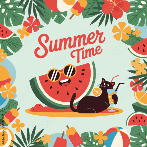 Vector illustration of summer time