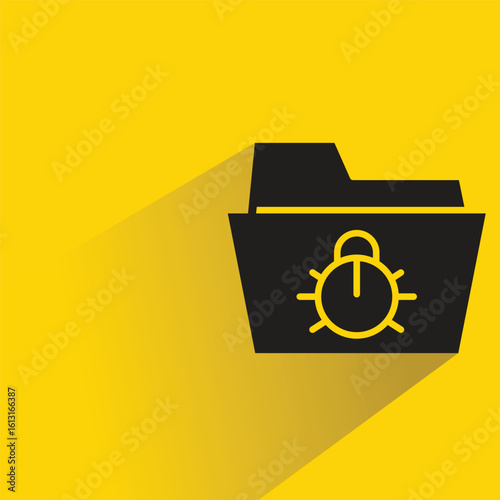 malware folder icon with shadow yellow background