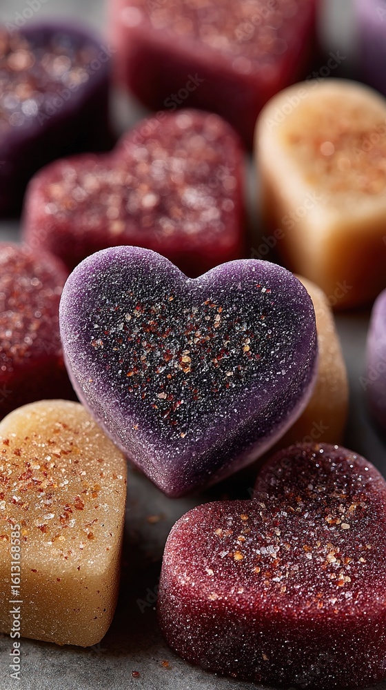 Obraz premium Colorful Heart-shaped Candies: Showing Sweet and Romantic Visual Effects