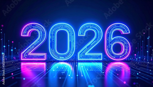 2026 glowing digital numerals