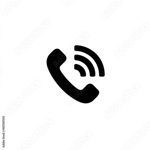 Simple black phone icon with radiating waves