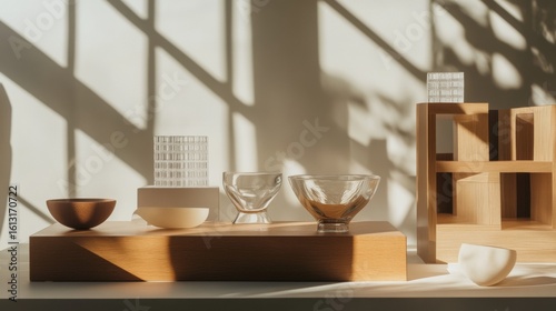 Wallpaper Mural Elegant kitchen shelves with dishware and morning light for home interior lifestyle and minimalist decor inspiration Torontodigital.ca