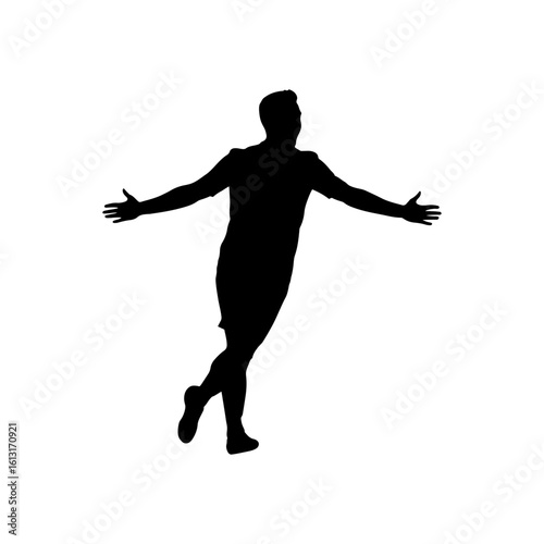 Soccer player celebrating silhouette vector flat illustration design. 