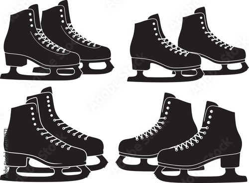Four pairs of ice skates silhouette