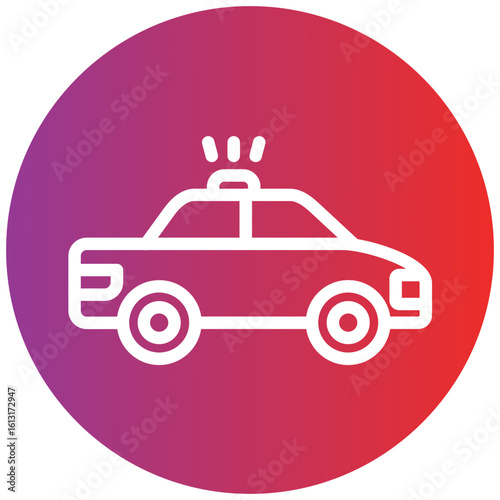 Police Car Line Icon Style