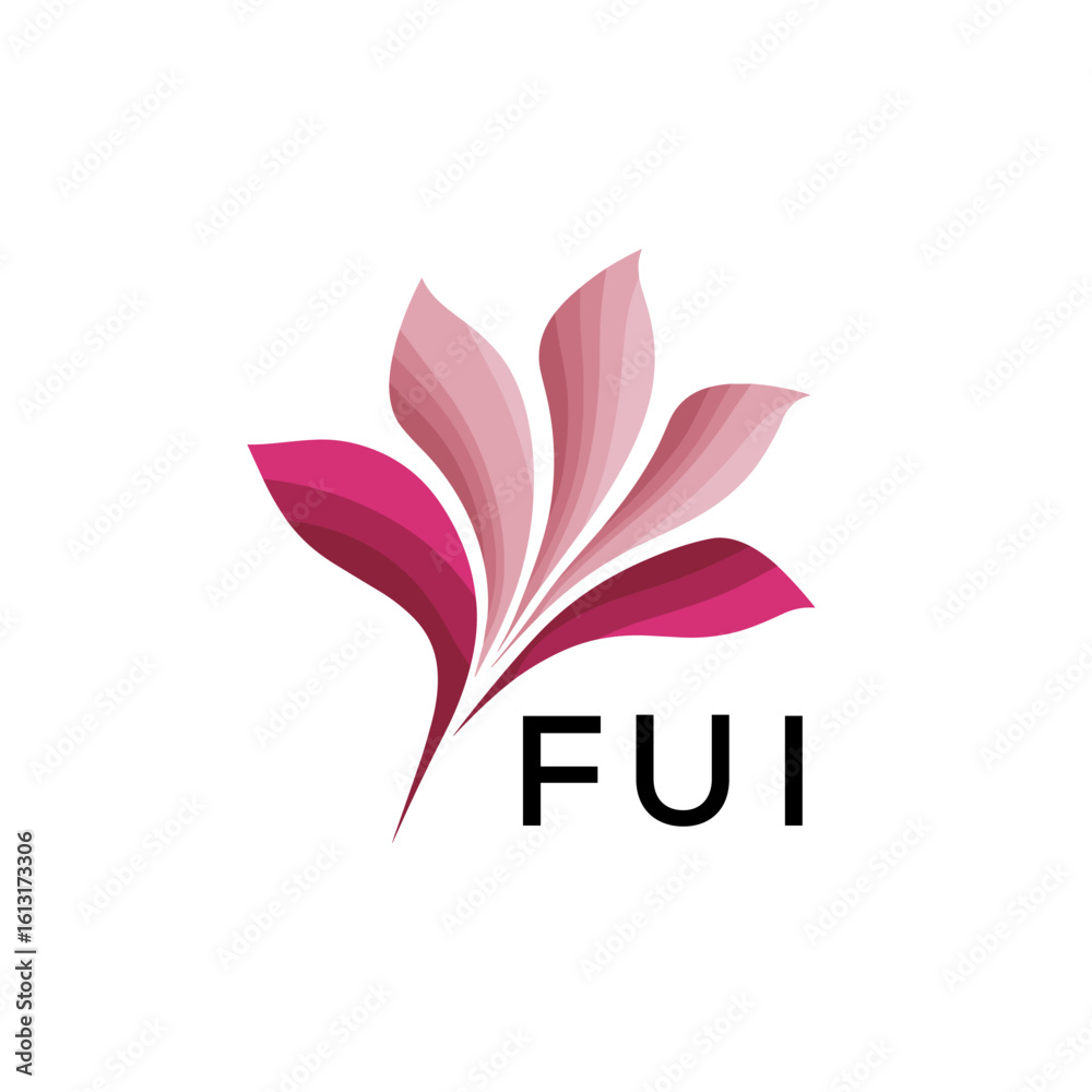 Obraz premium FUI Modern Floral Abstract Logo Design, FUI Later Logo, Creative Botanical Brand Identity, Luxury Flower Emblem for Business 