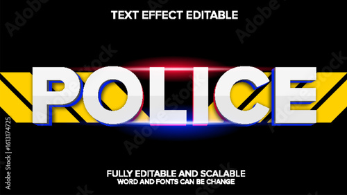 police text effect vector editable