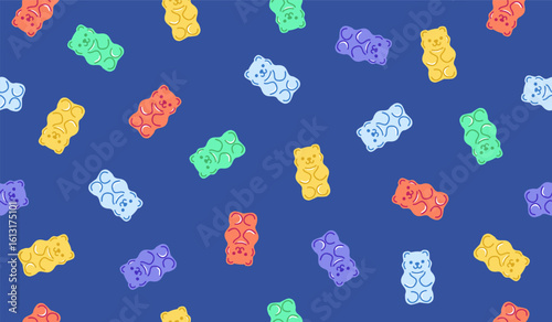 Cute gummy bears pattern background vector design