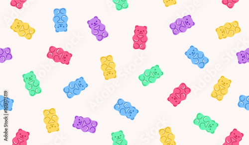 Cute gummy bears pattern background vector design