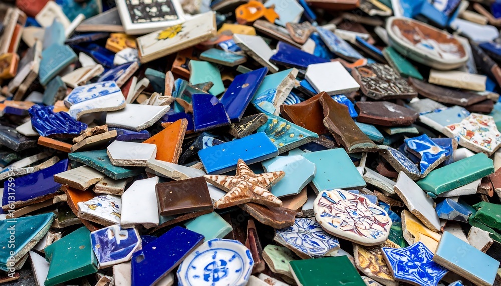 Fototapeta premium Colorful ceramic tile fragments