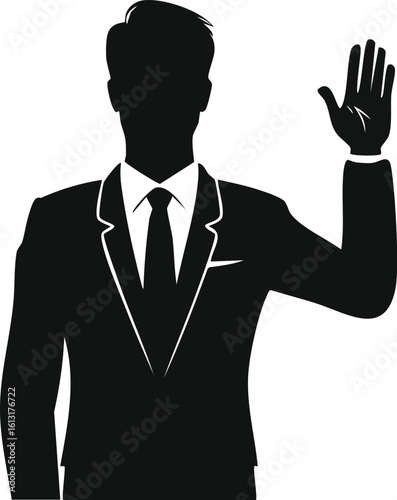 Corporate Leader Waving Hand Silhouette


