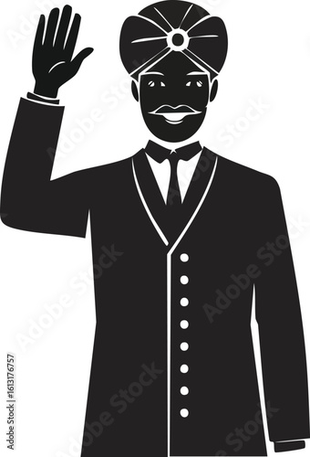 Business Leader Waving Hand Silhouette Illustration

