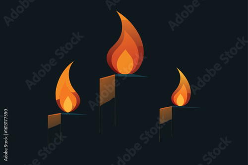 vector illustration of a burning candle