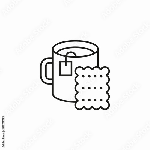 tea cup biscuit icon sign vector