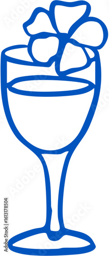Stemmed drink glass with decorative flower accent