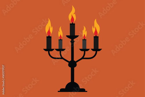 set of candles on black background