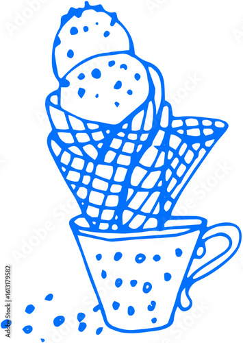Cup filled with ice cream cones, playful overload of sweetness