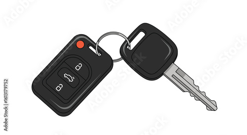 Modern Car Keys With Fob For Remote Operation Of Vehicle Functions