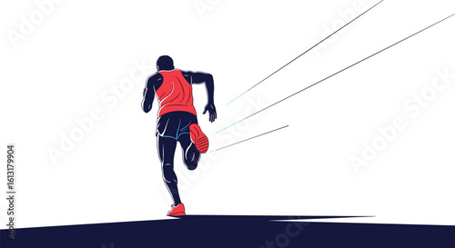 Dynamic Athletic Runner in Motion Capturing Speed and Determination Towards a Goal