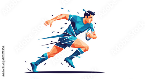 Dynamic Athlete Sprinting Forward with Intense Speed and Focused Determination