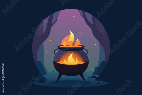 30  a glowing cauldron in a cozy fireplace  ideal  (1).eps