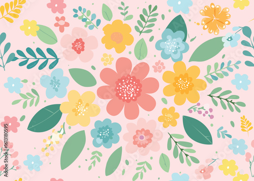 Wallpaper Mural Cute sweet botanical flower seamless pattern Printed illustration vector Torontodigital.ca