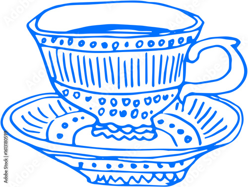 Teacup with saucer, classic café style