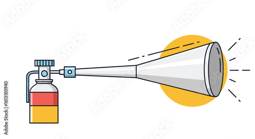 Portable Air Horn Blast With Compressed Gas Canister Producing Loud Noise