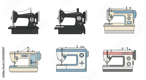 An Assortment of Vintage and Modern Domestic Sewing Machines for Crafting and Apparel Creation