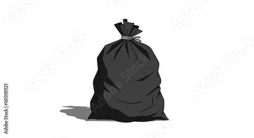 Collection of black garbage bags for waste disposal and household cleanup projects