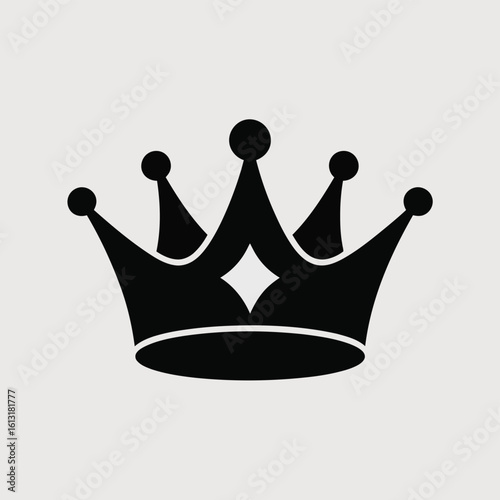 Black royal crown with diamond symbol