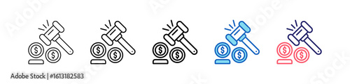 Auction Icon In 5 Different Styles Set Collection.  
