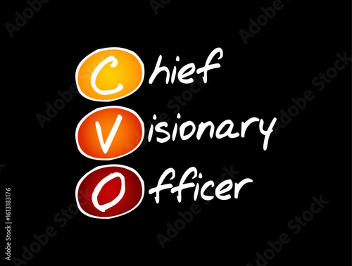 CVO - Chief Visionary Officer is an executive function in a company like CEO or COO, acronym text concept background