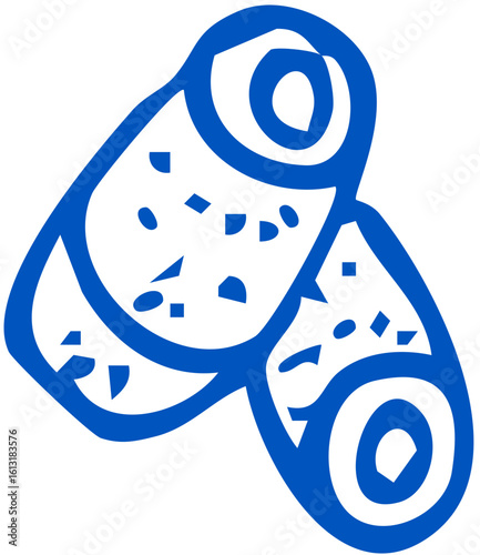 Sushi rolls, perhaps as an artistic interpretation or multicultural nod.