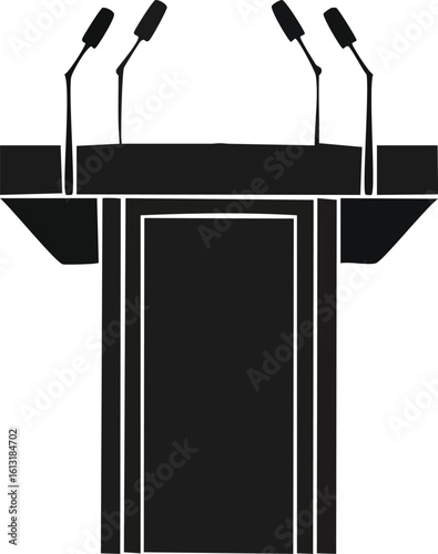 Black and White Debate Stage Vector Design

