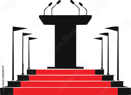 Debate Stage Silhouette on White Background

