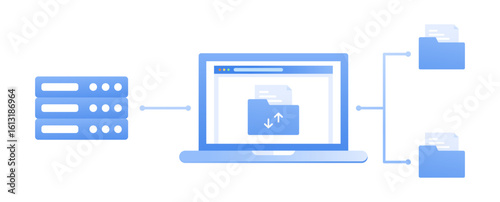 Digital File Sharing and Data Transfer Network Concept vector Illustration.