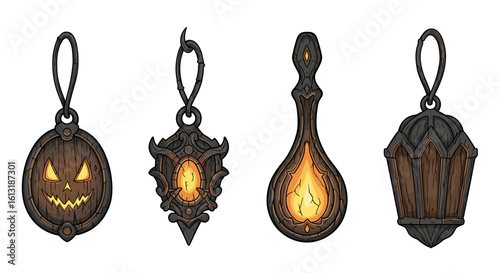 Spooky halloween lanterns with eerie glow add festive charm