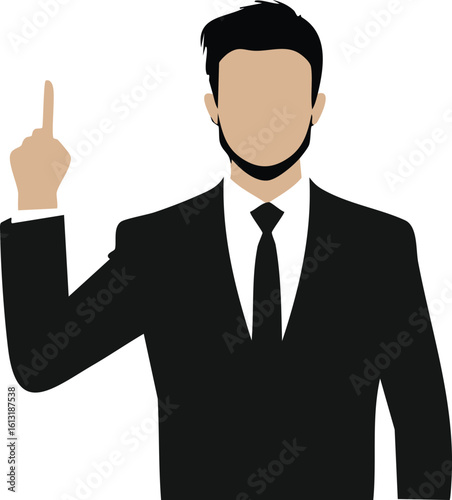 Authority Leader Pointing Silhouette on White


