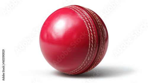 Red cricket ball isolated on white background