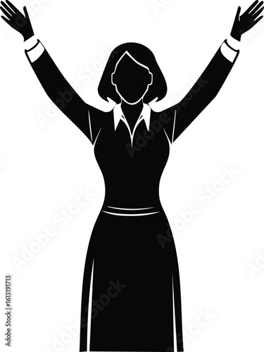 Leader with Raised Hands Silhouette Artwork

