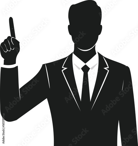 Leader Victory Pose Silhouette Black and White

