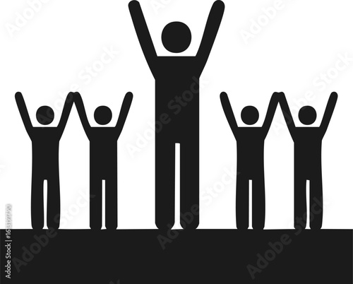 Leader Raising Hands Gesture Silhouette Illustration

