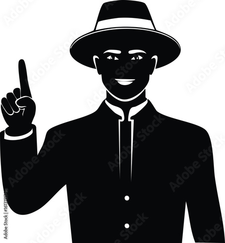 Political Leader Raising Arms Silhouette Black and White

