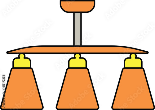 Modern triple ceiling lamp fixture illustration