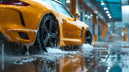 Yellow Car Wash Dynamic Splash Foam