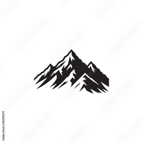  Mountain silhouette black and white vector icon