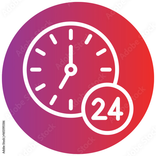 Working Hours Line Icon Style